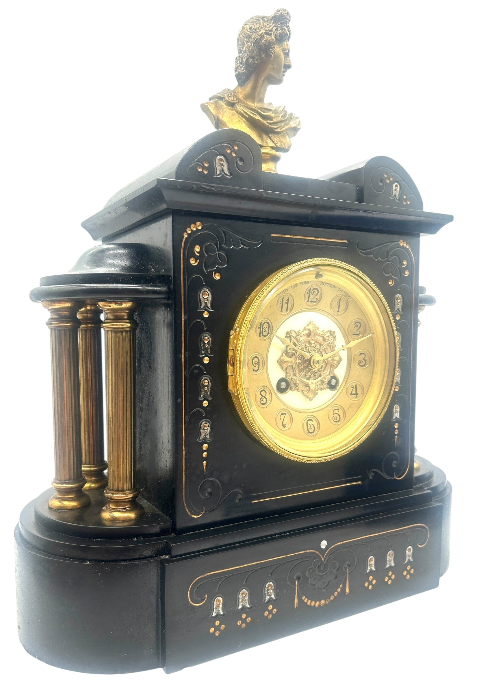 Architectural design slate & marble Mantel Clock