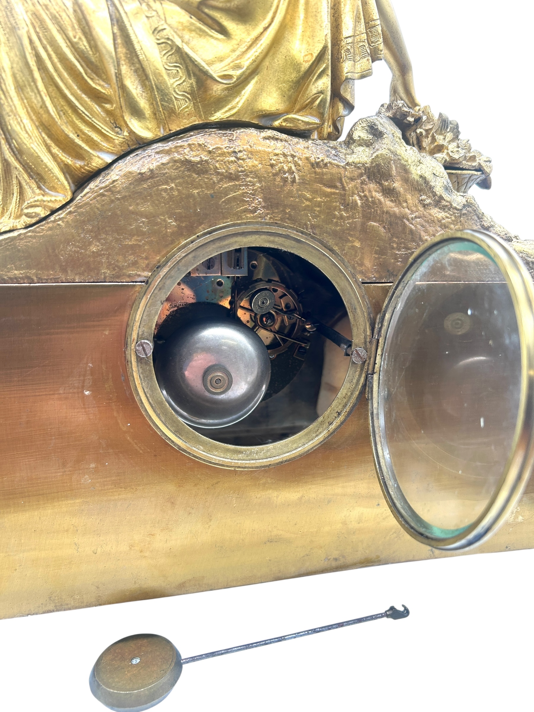 Fine solid bronze ormolu mantel clock
