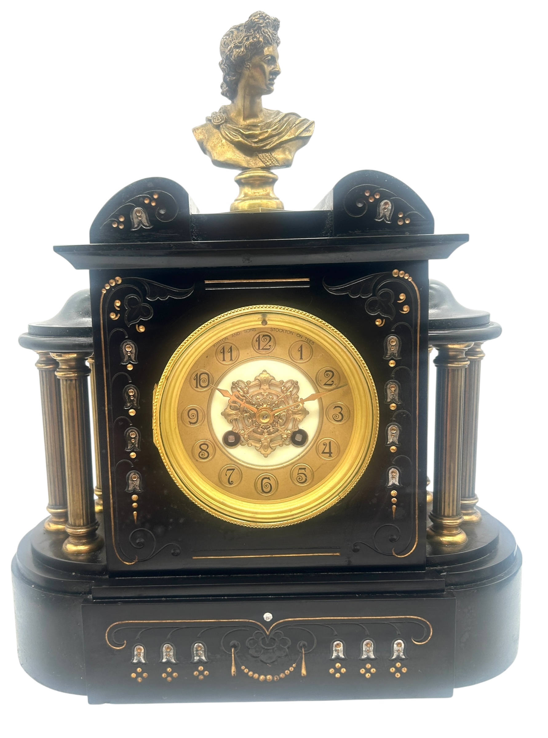 Architectural design slate & marble Mantel Clock