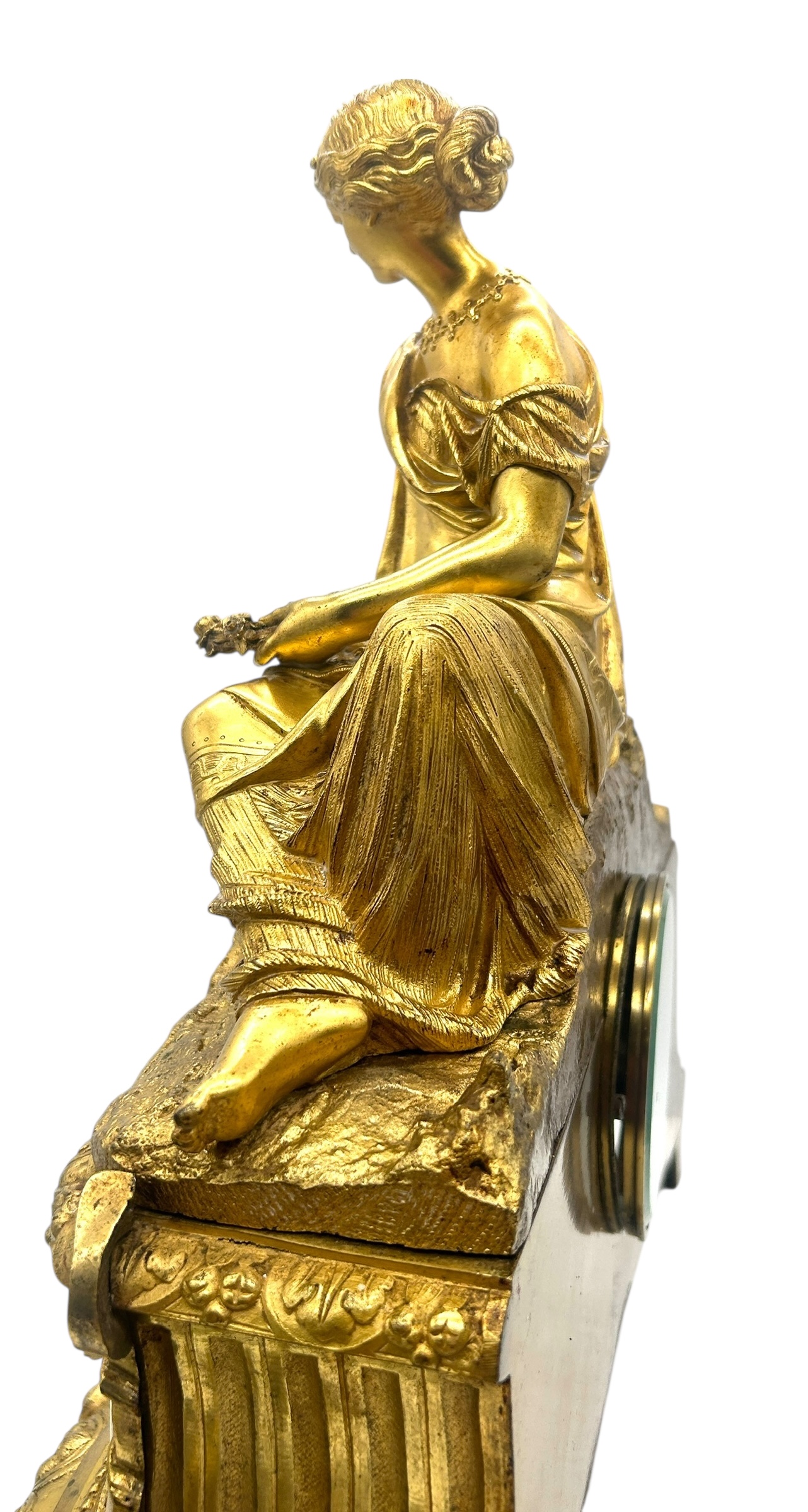 Fine solid bronze ormolu mantel clock – Solid bronze classical figure to the top - Image 6