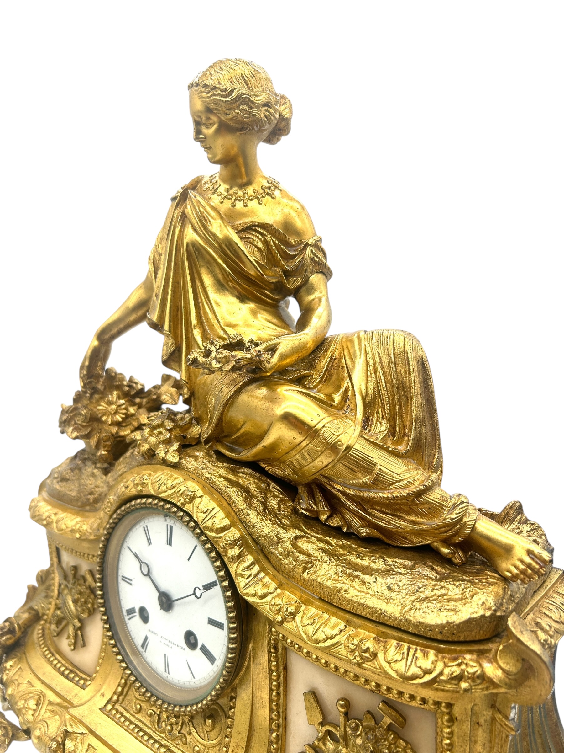 Fine solid bronze ormolu mantel clock