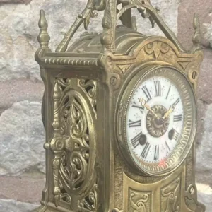 Impressive French Ormolu Gothic Style Mantel clock, ca 1890, view 2