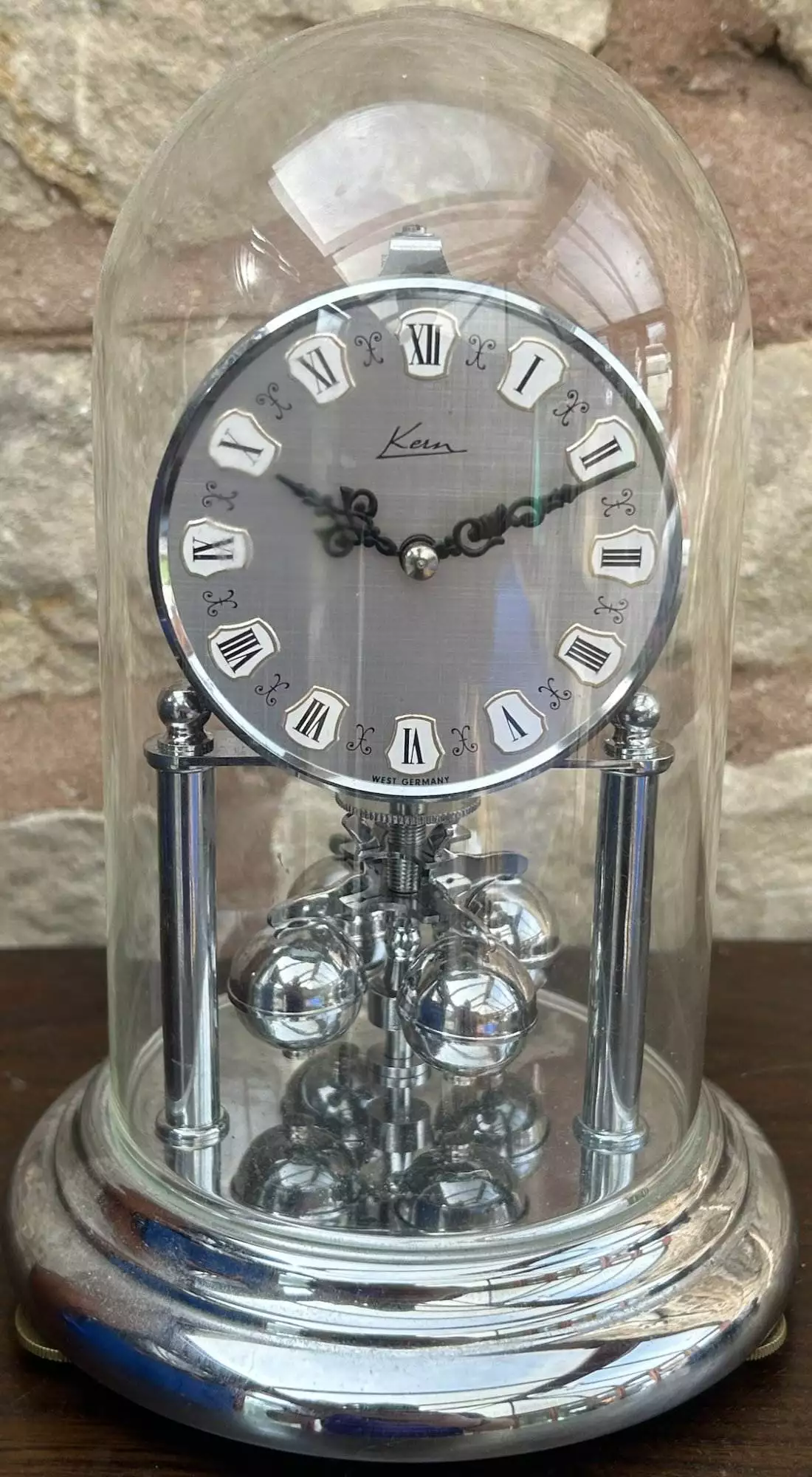 Awesome Vintage Chrome Kern 400 day Anniversary torsion clock, ca 1960