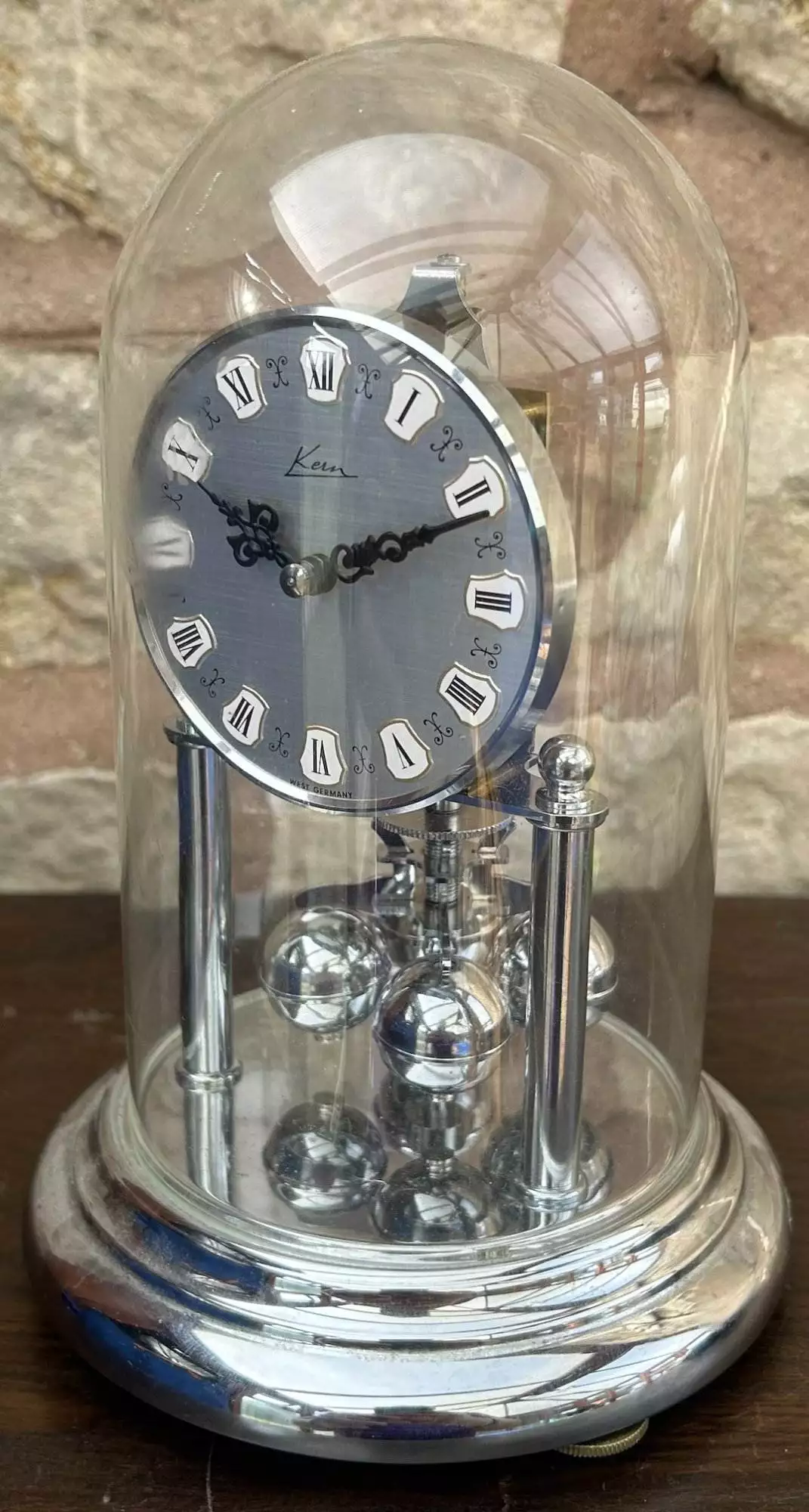 Awesome Vintage Chrome Kern 400 day Anniversary torsion clock, ca 1960, view 6