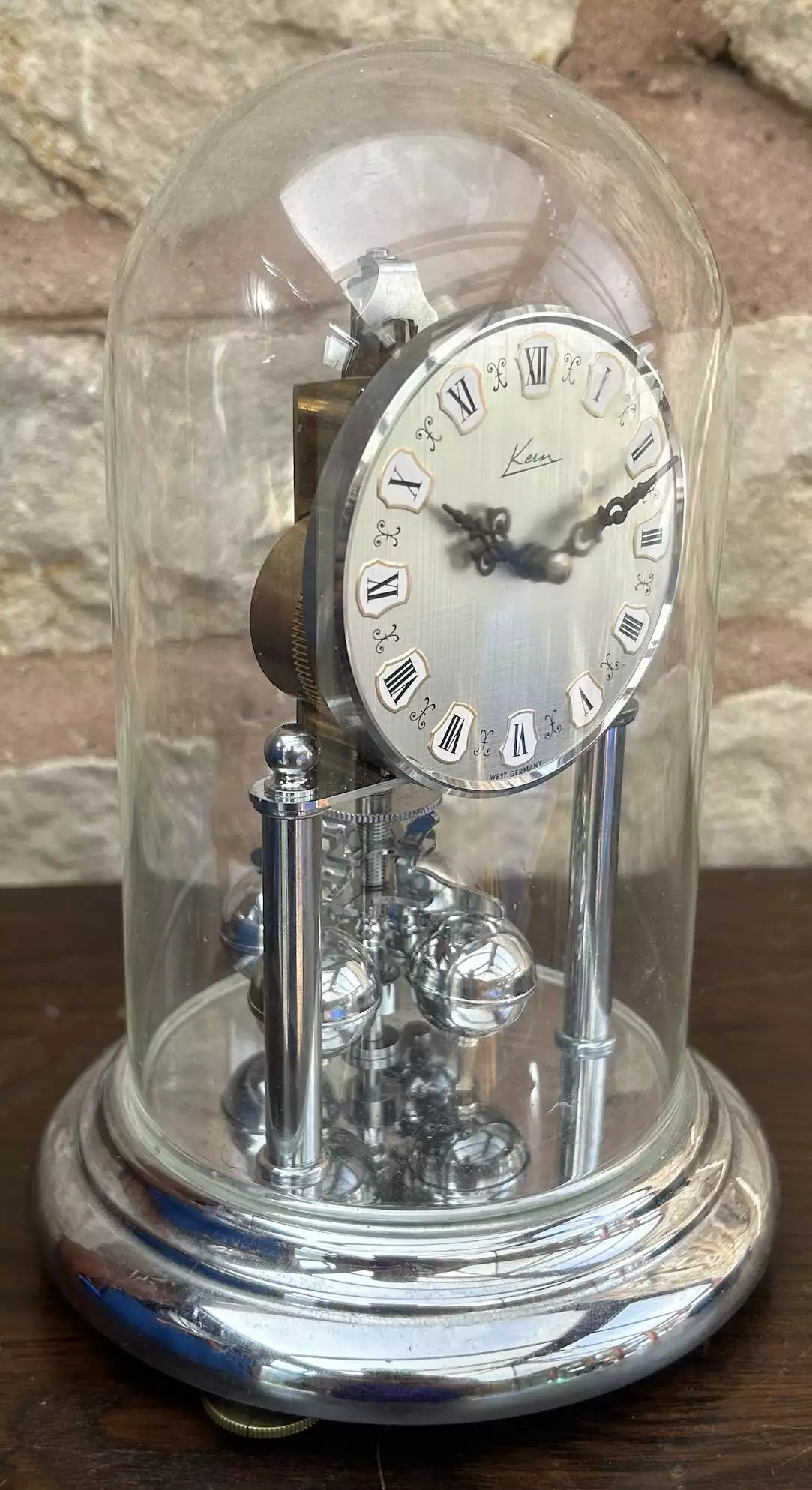 Awesome Vintage Chrome Kern 400 day Anniversary torsion clock, ca 1960, view 7