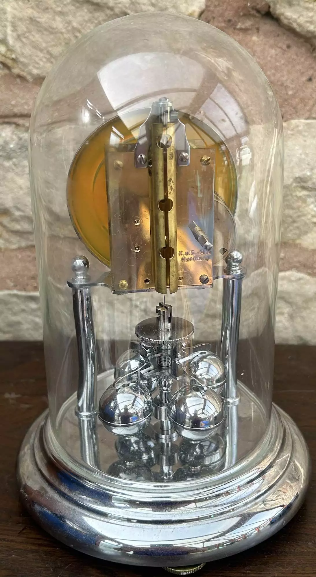 Awesome Vintage Chrome Kern 400 day Anniversary torsion clock, ca 1960, view 11