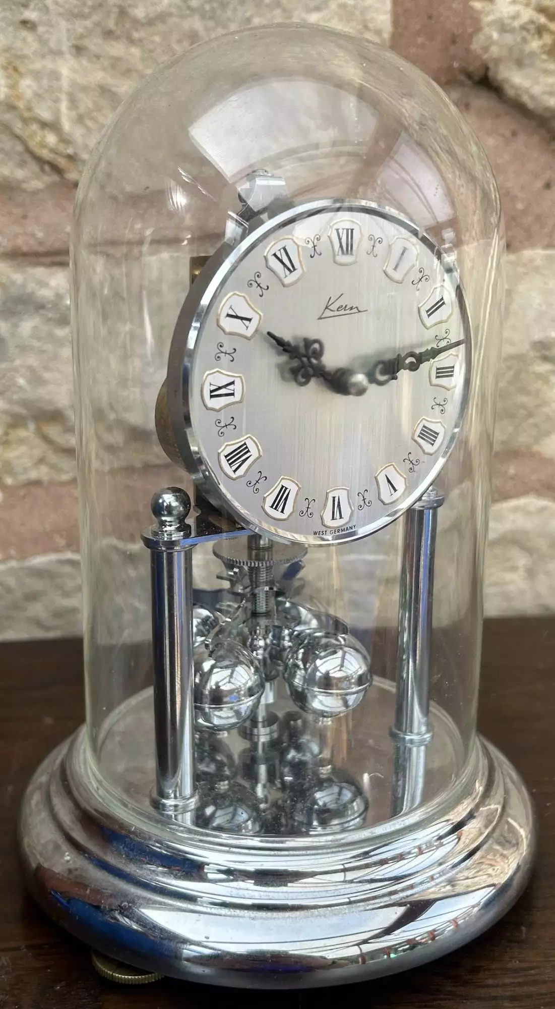 Awesome Vintage Chrome Kern 400 day Anniversary torsion clock, ca 1960, view 2