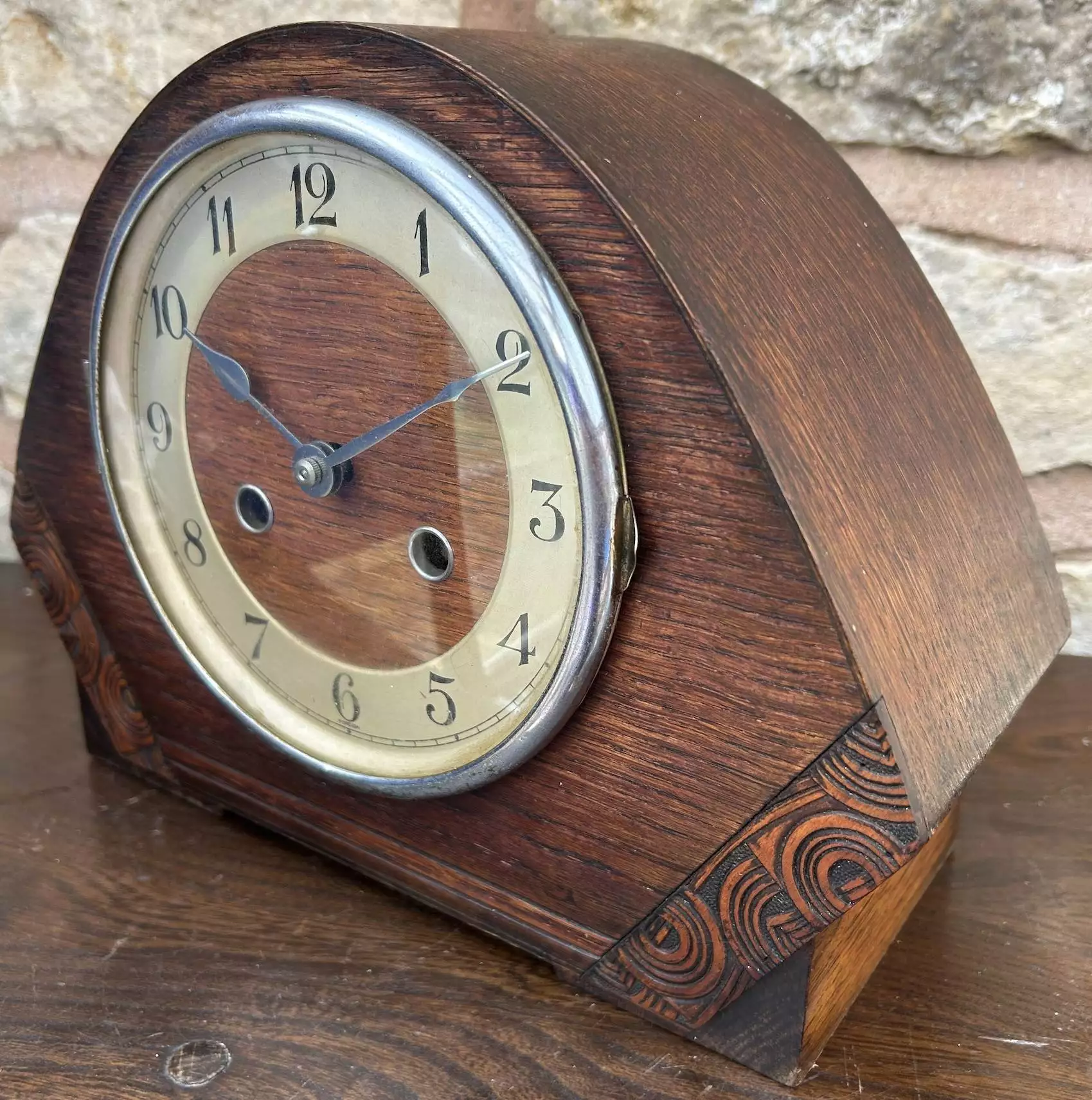 Fabulous Art Deco Mantel Clock, ca 1950, view 4