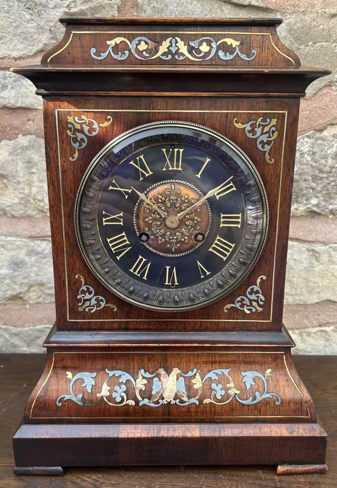 Stunning Rosewood inlaid Bracket Clock, ca 1870