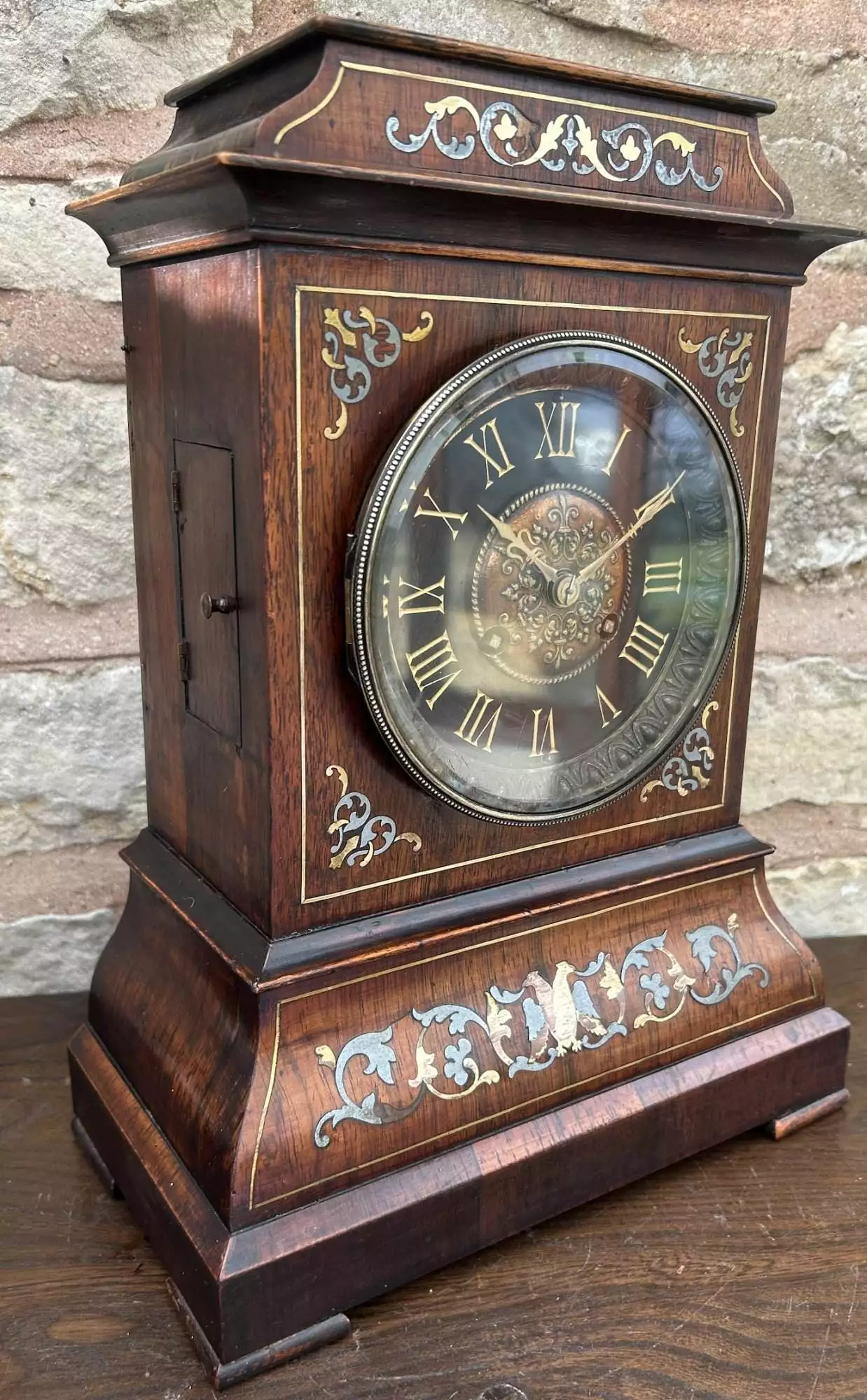 Stunning Rosewood inlaid Bracket Clock, ca 1870, view 4