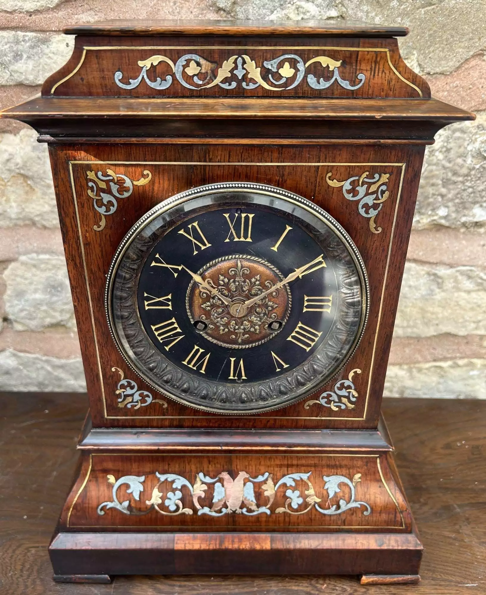 Stunning Rosewood inlaid Bracket Clock, ca 1870, view 5