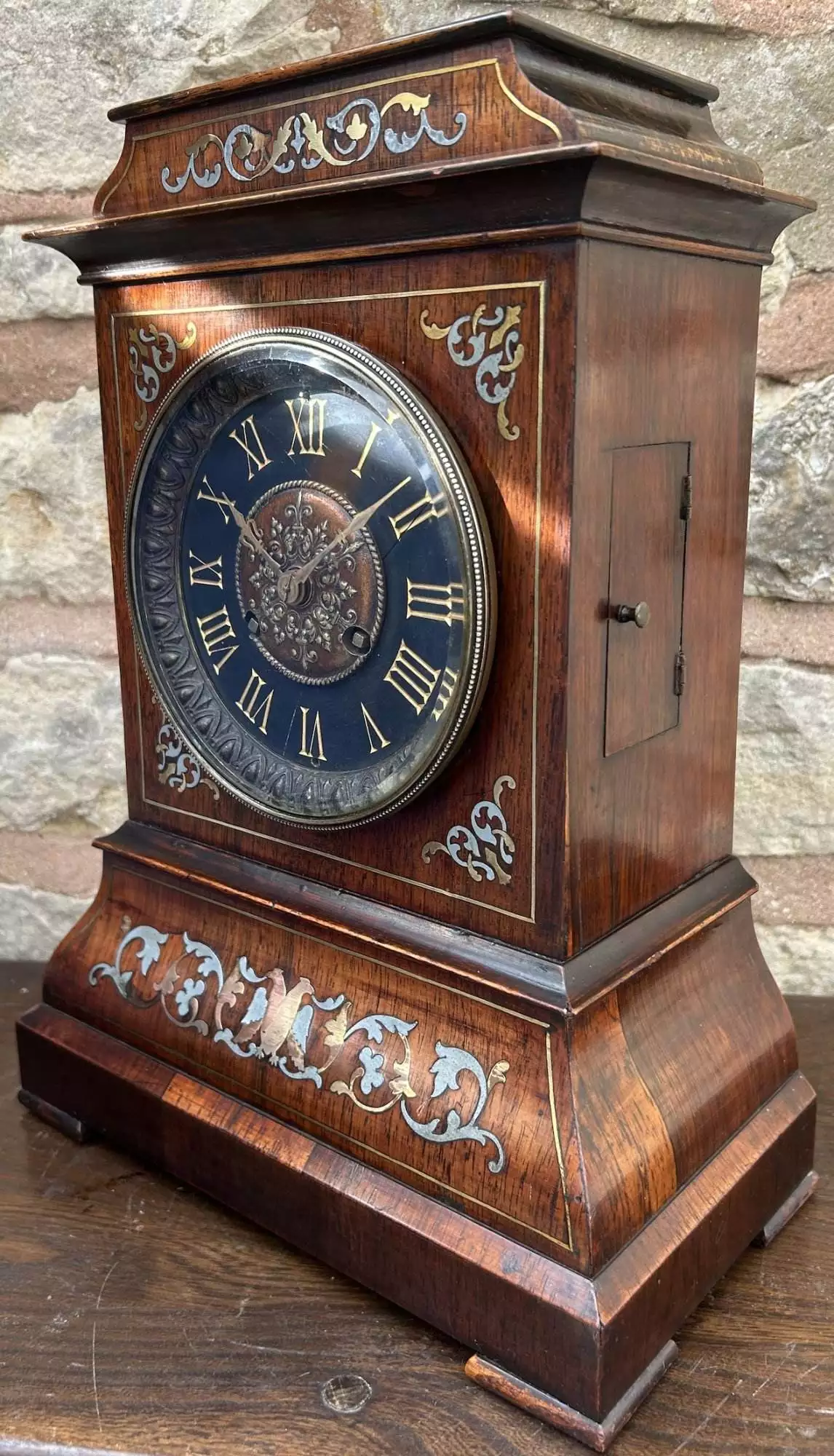 Stunning Rosewood inlaid Bracket Clock, ca 1870, view 9