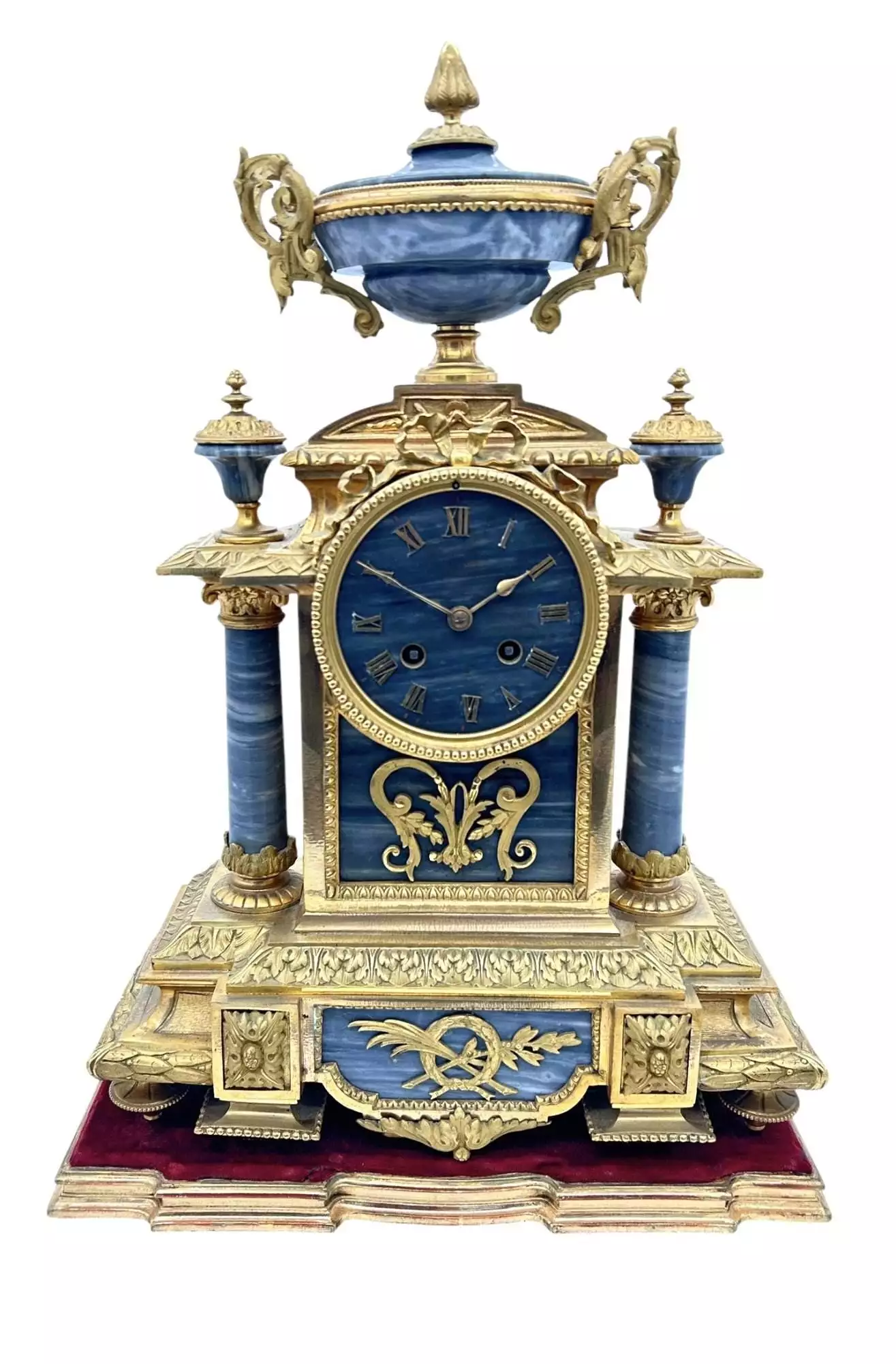 Wonderful Bronze ormolu & Marble Mantel Clock on original Stand, ca1860