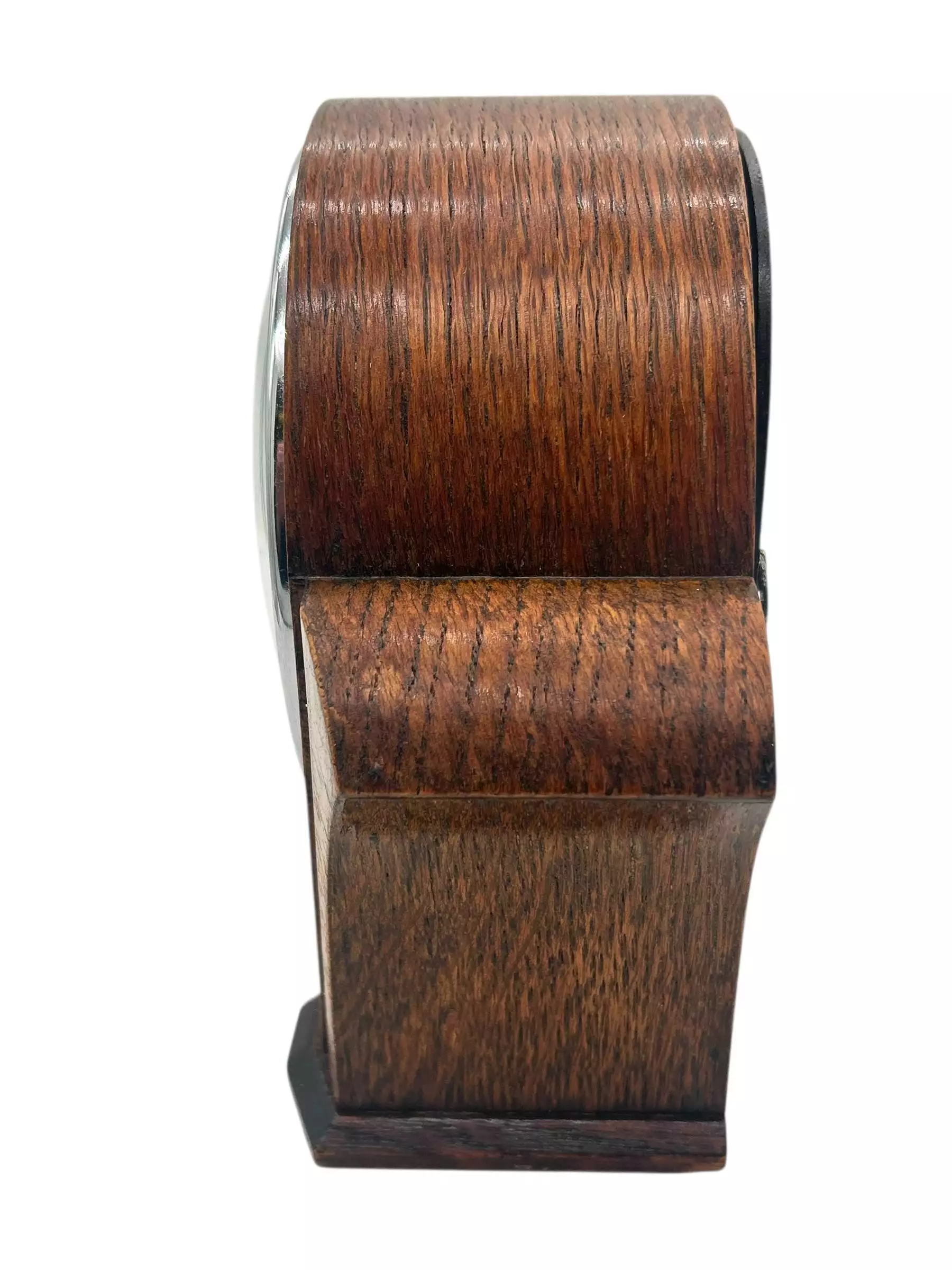 Wonderful Vintage English art deco oak case mantel clock, ca1950s, view 5