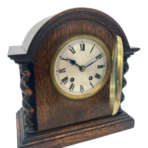 Lovely English Oak Case Astral Mantel Clock, 8 Day gong striking Clock, view 2