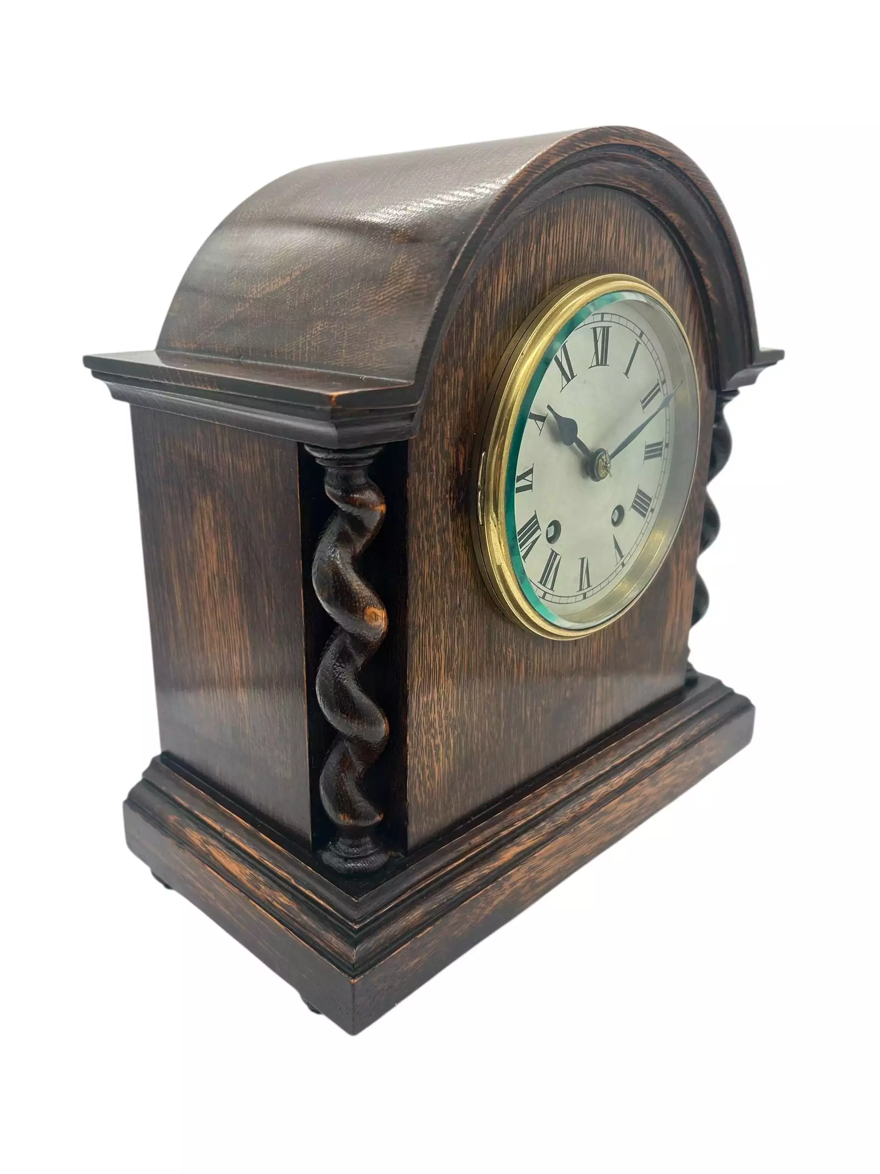 Lovely English Oak Case Astral Mantel Clock, 8 Day gong striking Clock, view 3