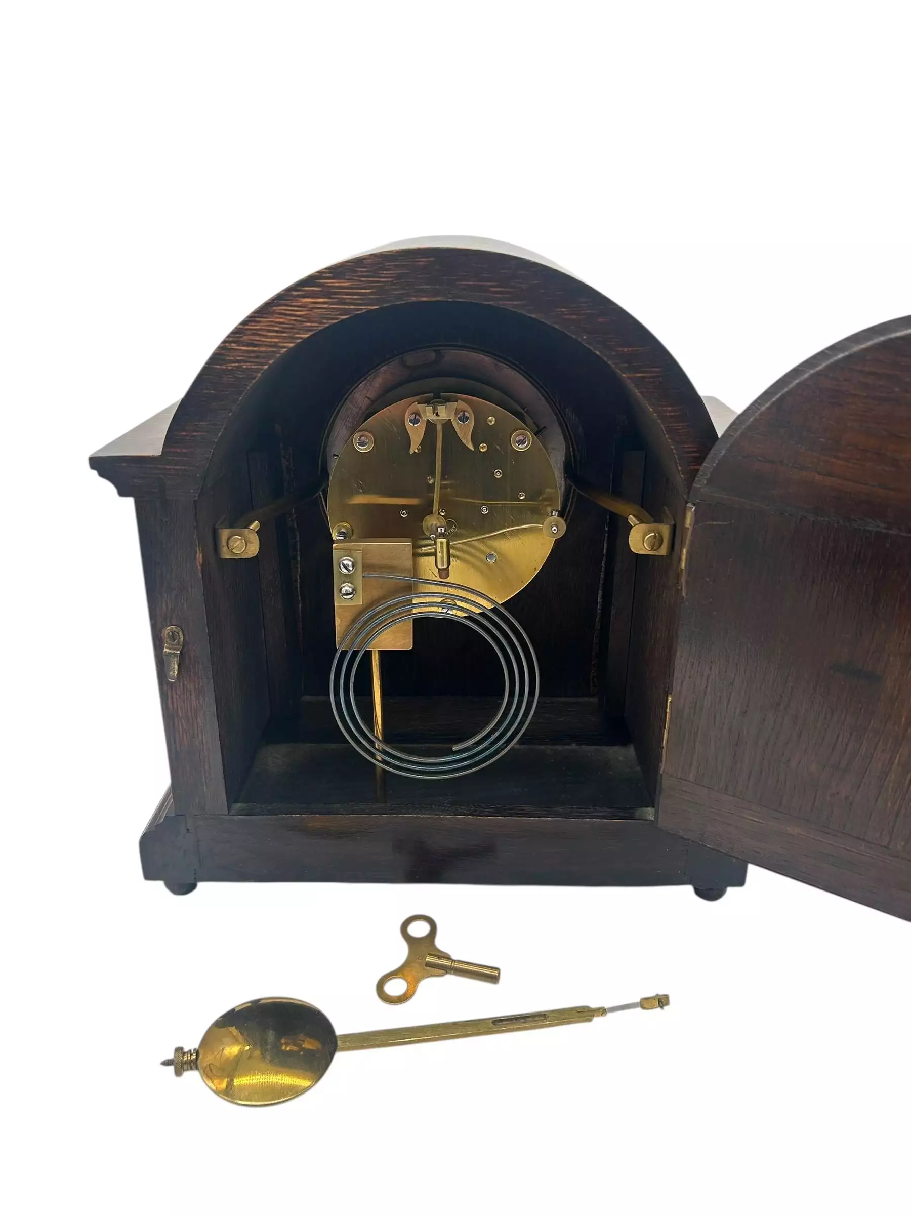 Lovely English Oak Case Astral Mantel Clock, 8 Day gong striking Clock, view 5