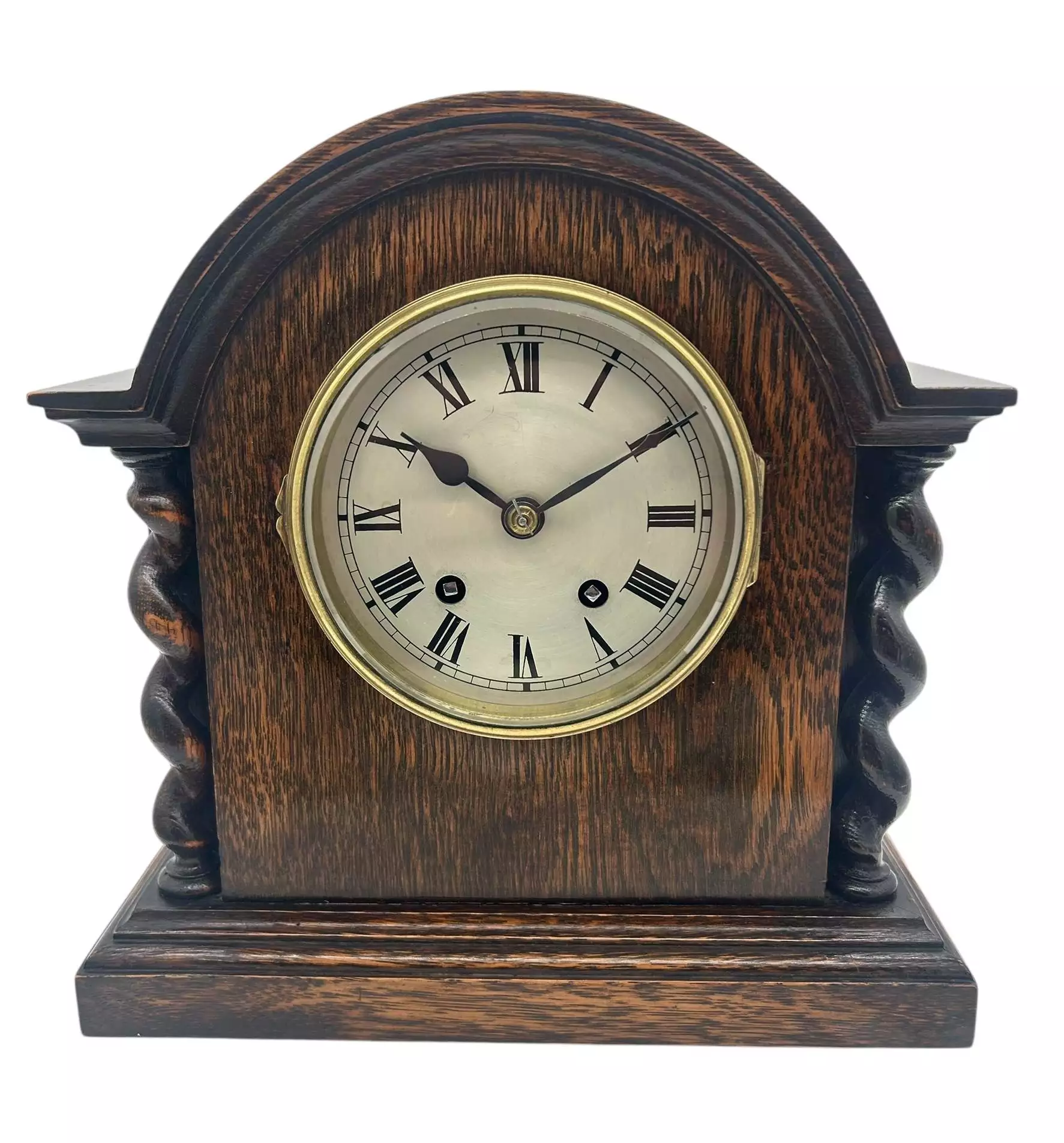 Lovely English Oak Case Astral Mantel Clock, 8 Day gong striking Clock