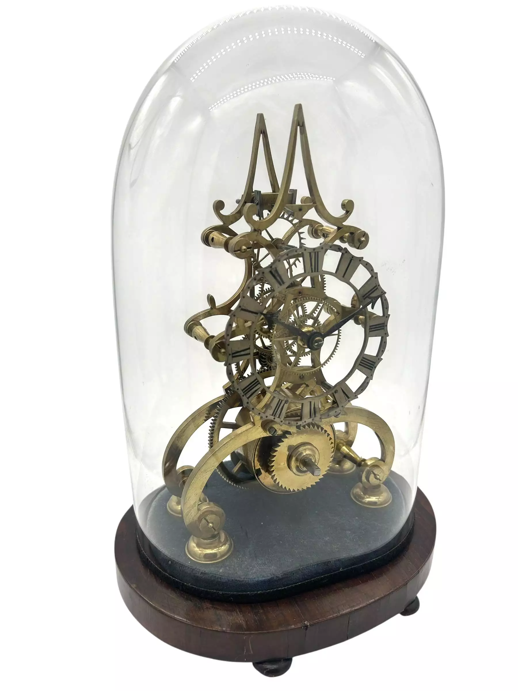 Awesome Rare Victorian 6 spoke wheel Skeleton Mantel Clock - ca1870, view 7