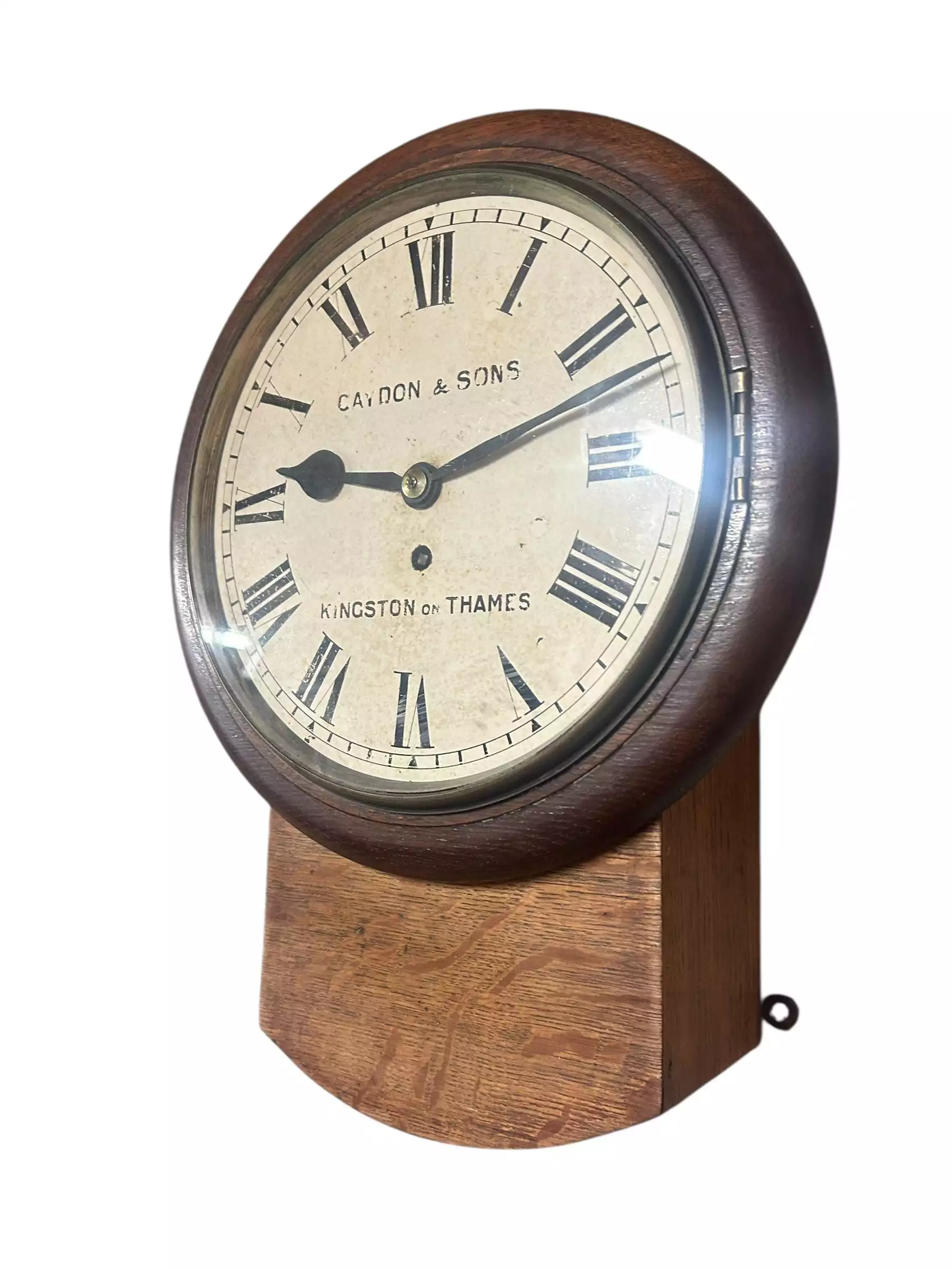 Stunning Antique English fusee drop dial wall clock, ca1890, view 7