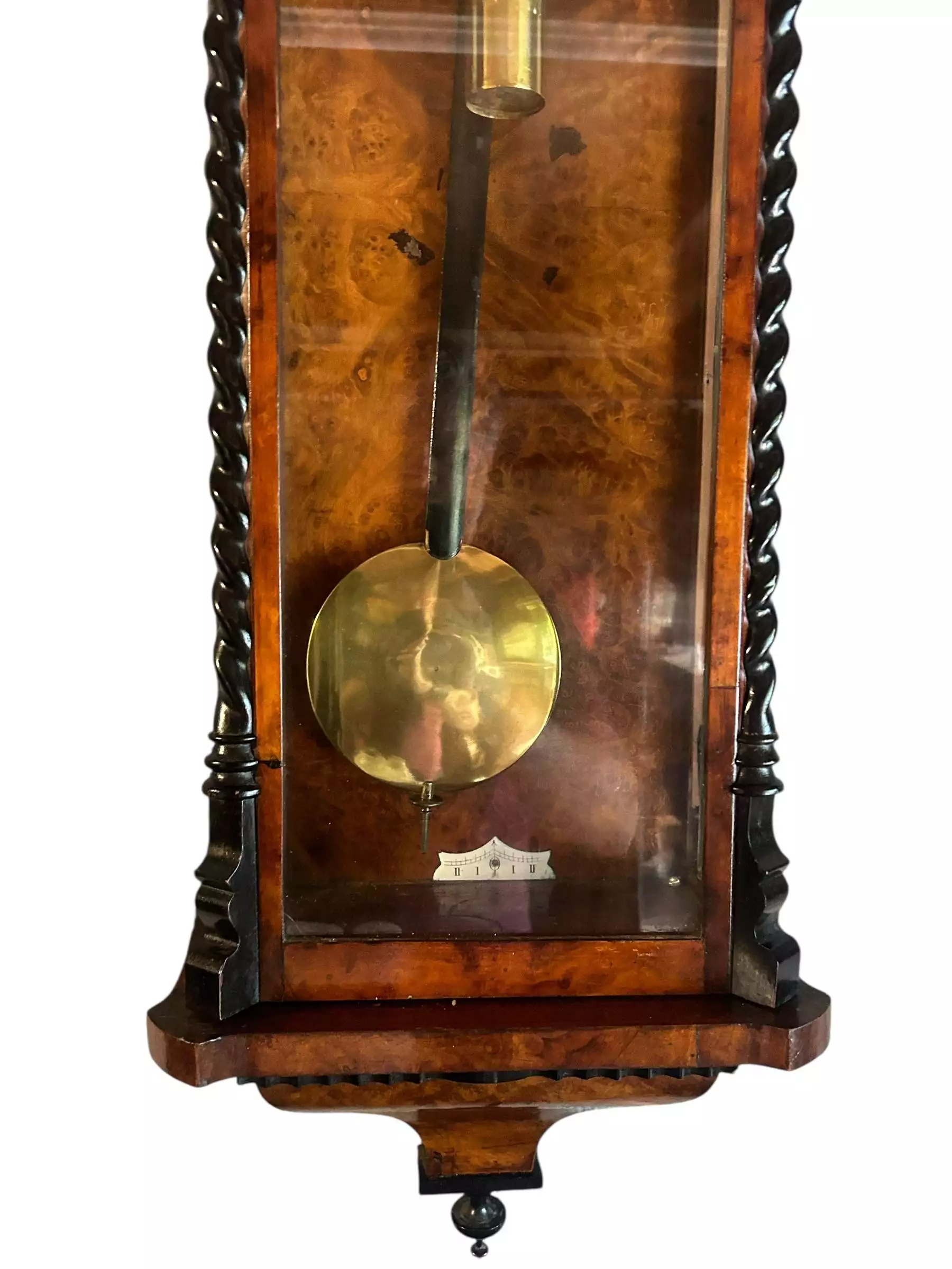 Amazing Rare maple eye Walnut Vienna Regulator Clock, Ca 1880, view 4