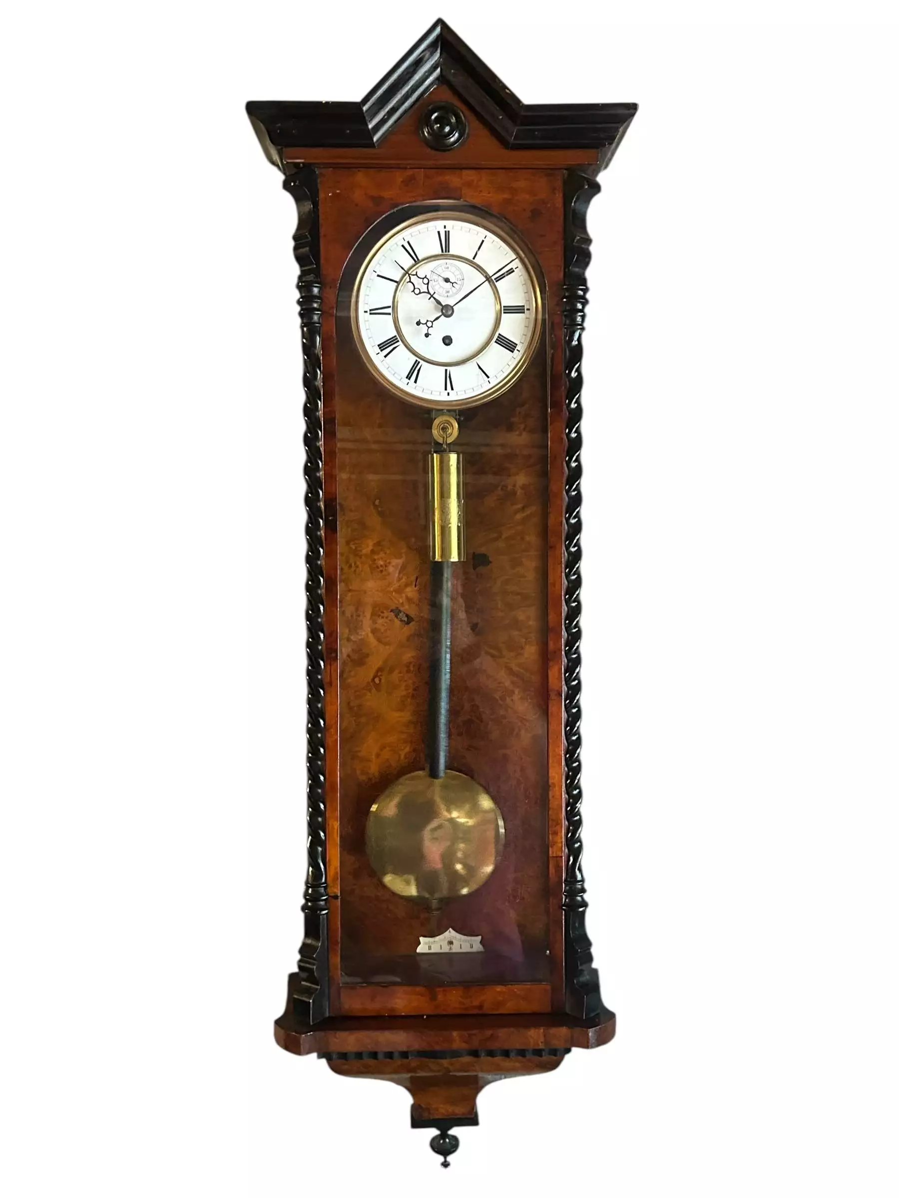 Amazing Rare maple eye Walnut Vienna Regulator Clock, Ca 1880