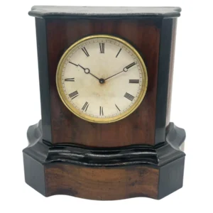 Exquisite Antique Brevet walnut & Ebony 8 day Mantel Clock Circa 1850