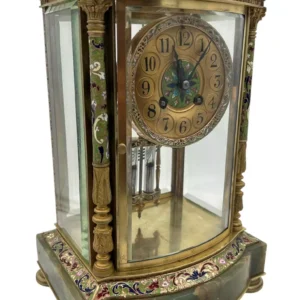 French Regulator 4 glass & green onyx champleve case Mantel clock, ca1880, view 2