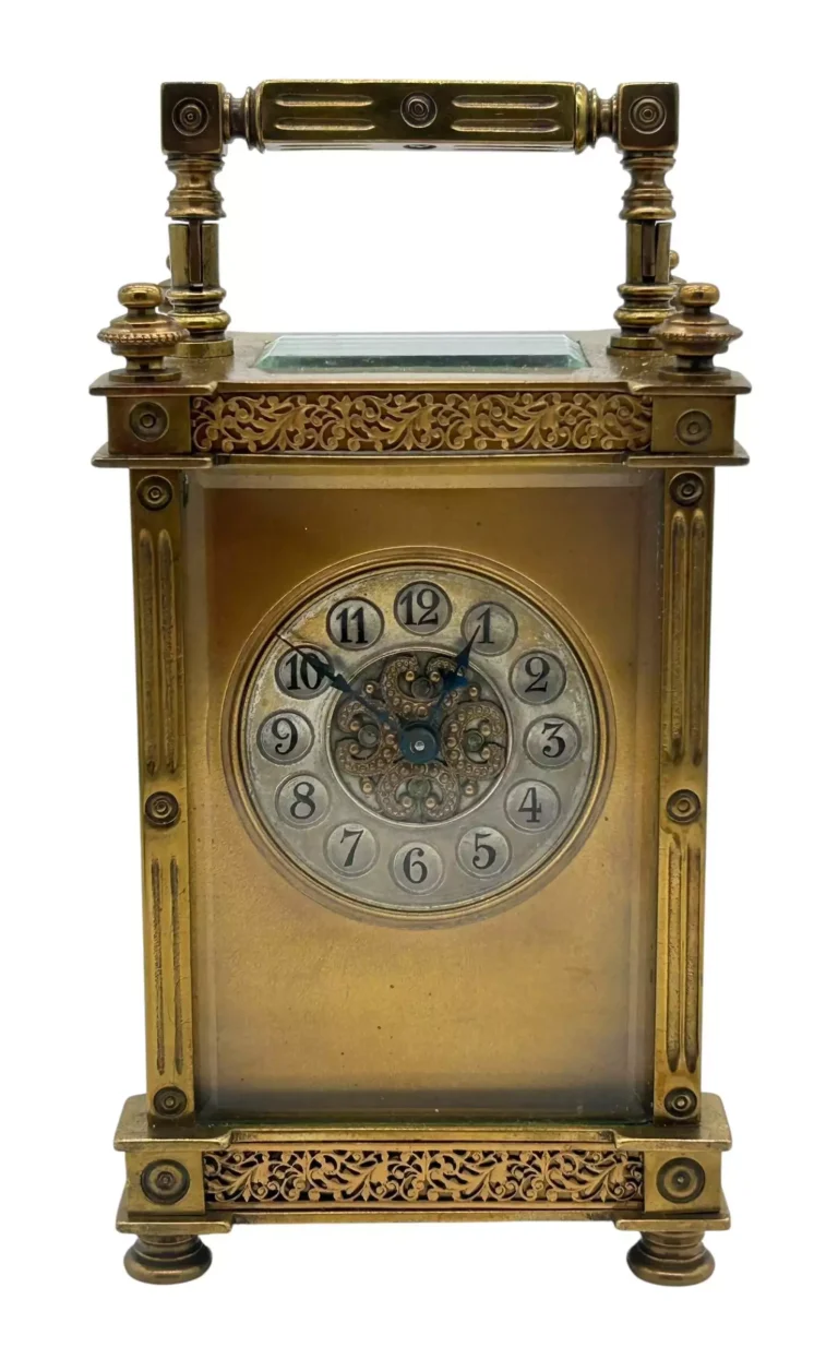 Fantastic Antique masked dial French 8 day Carriage clock, ca 1900