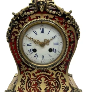 Lovely Boulle ormolu & Red shell Mantel Clock, Ca 1870