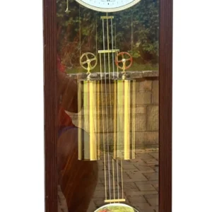 Kieninger twin weight wall clock regulator wall clock Flame mahogany 8 day striking wall clock, view 2