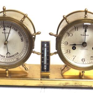 Waterbury Bulkhead Ships Barometer & Bulk head Clock, Aneroid barometer Bulk Head Clock Set
