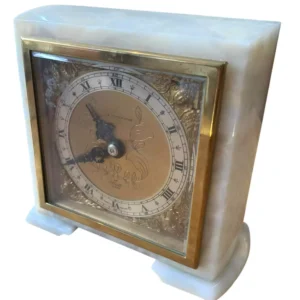 Great white Marble Mantel clock by Elliott, London -, view 2