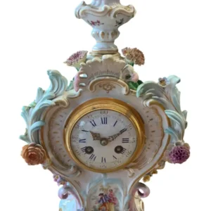 Fabulous Meissen Porcelain Floral Mantel clock, ca1860