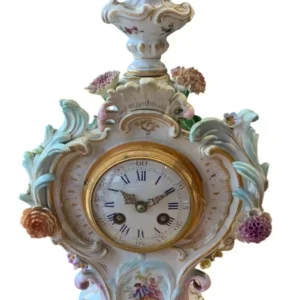 Fabulous Meissen Porcelain Floral Mantel clock, ca1860, view 2