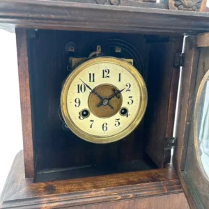 Fine German 8-Day Hand Carved Walnut Case Mantel Clock, ca 1890, view 2