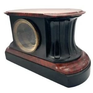Stunning Rouge Marble & Slate 8 day Mantel clock, Ca 1870, view 2