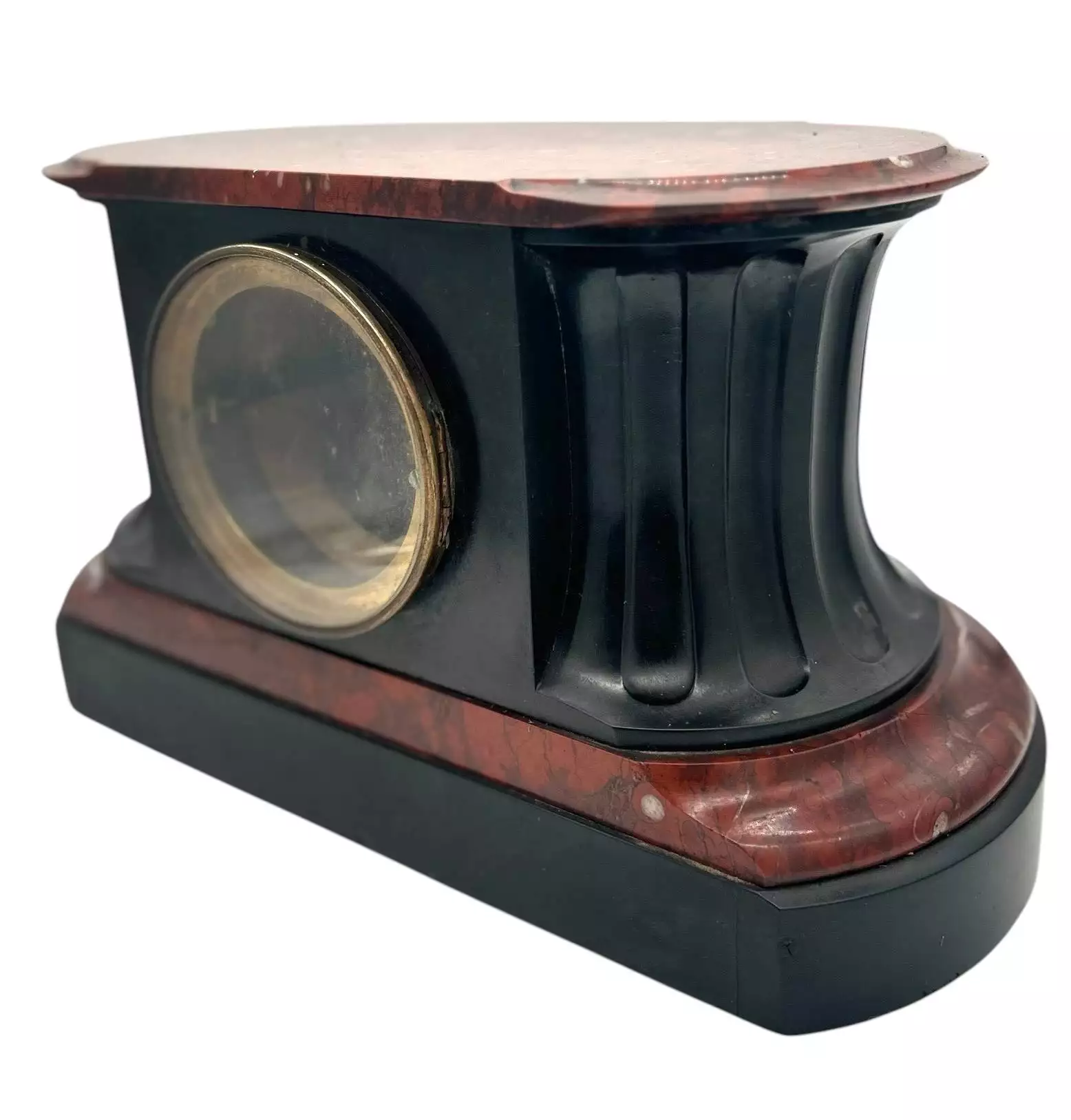 Stunning Rouge Marble & Slate 8 day Mantel clock, Ca 1870, view 2