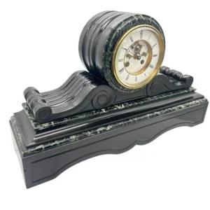 Fabulous Victorian Drum Head Slate & green marble Mantel Clock, ca1870, view 2