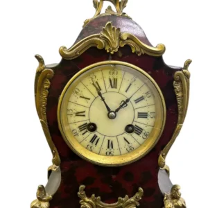 Exquisite Antique French Faux Tortoise shell & Ormolu Boulle Mantle Clock, circa 1890