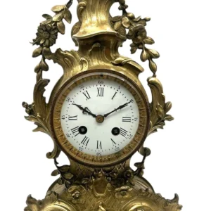French Bronze Ormolu Scrolling Mantel Clock, 8-day striking mantle clock c1890
