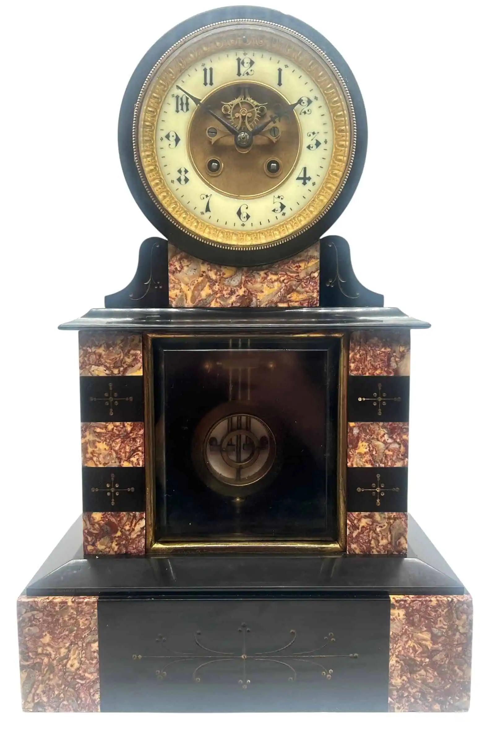 Antique French Table Regulator Compensating Pendulum 8 Day Slate Mantel Clock
