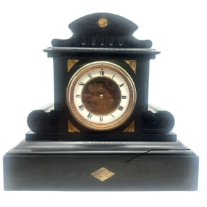 Antique French 8 Day Slate Mantel Clock, C1880, Visible Escapement