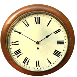 Antique 12-Inch English Fusee Dial Wall Clock, Walnut Case & Back Box, c.1900 Mechanical Timepiece, view 2