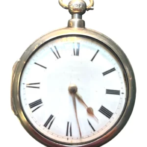 Antique Joseph Johnson London Silver Pair Cased Verge Fusee Pocket Watch WORKING