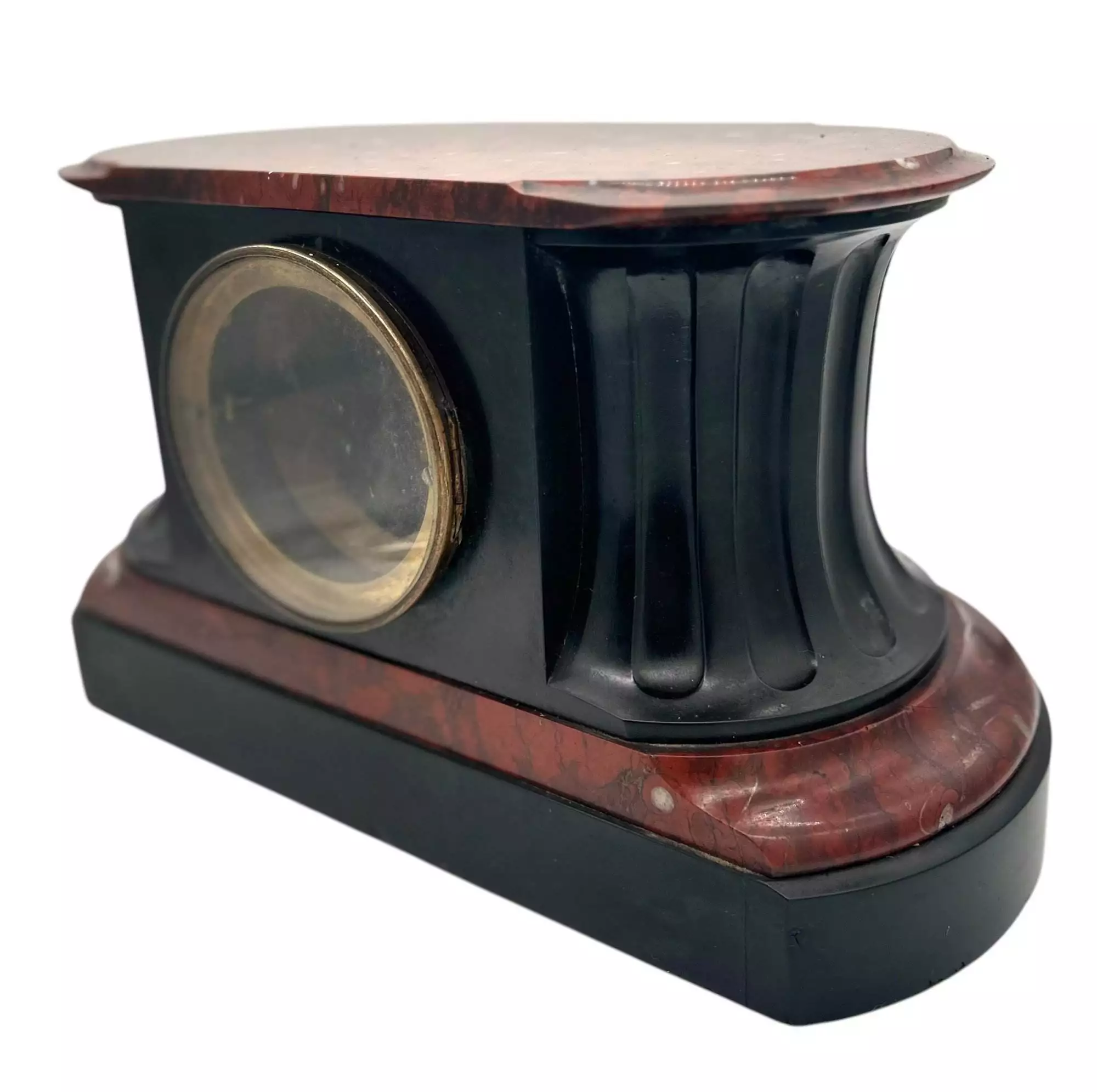 Stunning Rouge Marble & Slate 8 day Mantel clock, Ca 1870, view 3