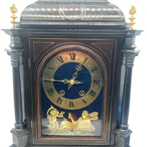Impressive French Ebony & Brass Stringing Bracket Clock, 8-Day Gong Striking