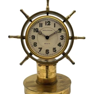 Fine Waltham 8-day Desk Clock, Shipping Wheel Case C1900