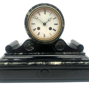 Victorian Drumhead Slate Mantel Clock, 8 Day striking Clock