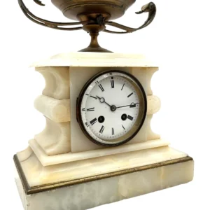 Impressive White Marble Mantel Clock 8-Day Striking Mantle Clock, C1900